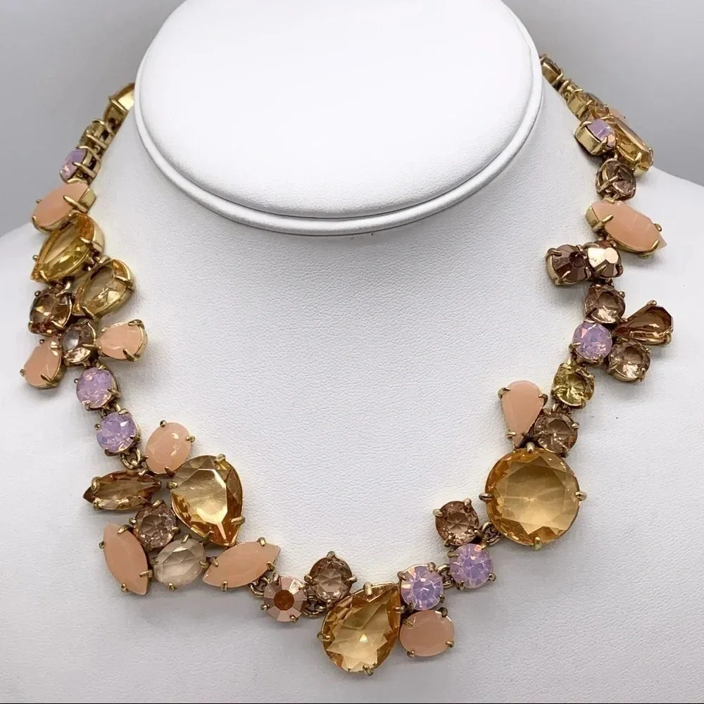 J. Crew Crystal Foliage Peach Necklace